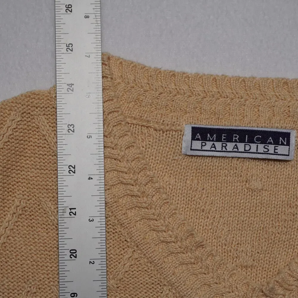 American‎ Paradise Linen Cotton Knit Sweater Vest V-Neck Large Preppy